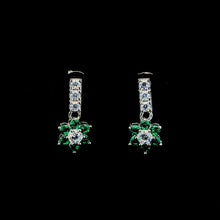 Emerald Flower Cluster Drop Earrings