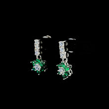 Emerald Flower Cluster Drop Earrings