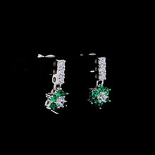 Emerald Flower Cluster Drop Earrings