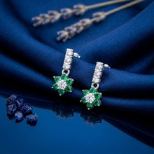 Emerald Flower Cluster Drop Earrings