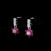Ruby Flower Cluster Drop Earrings