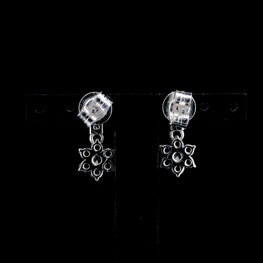 Ruby Flower Cluster Drop Earrings