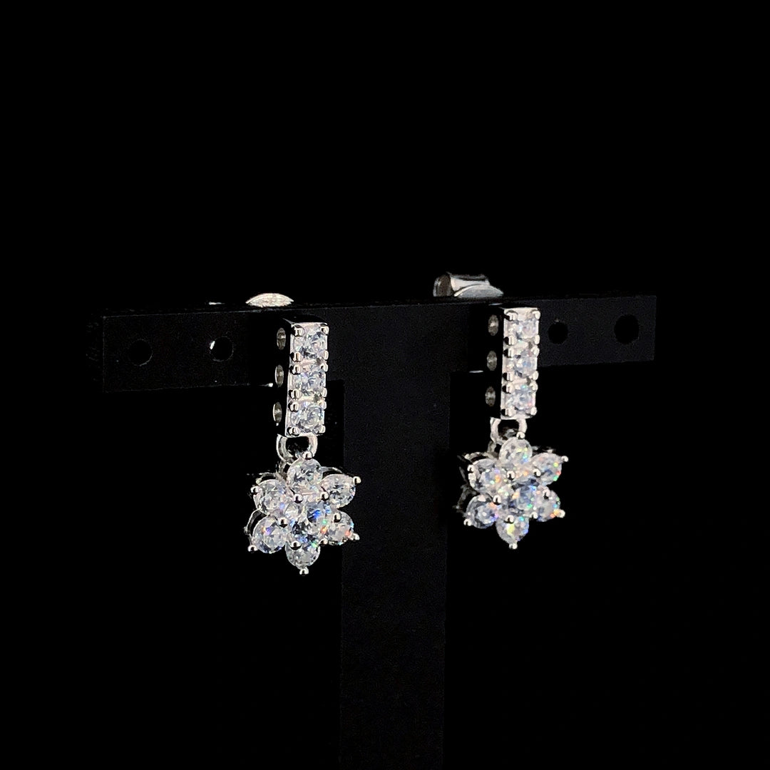 White Flower Cluster Drop Earrings