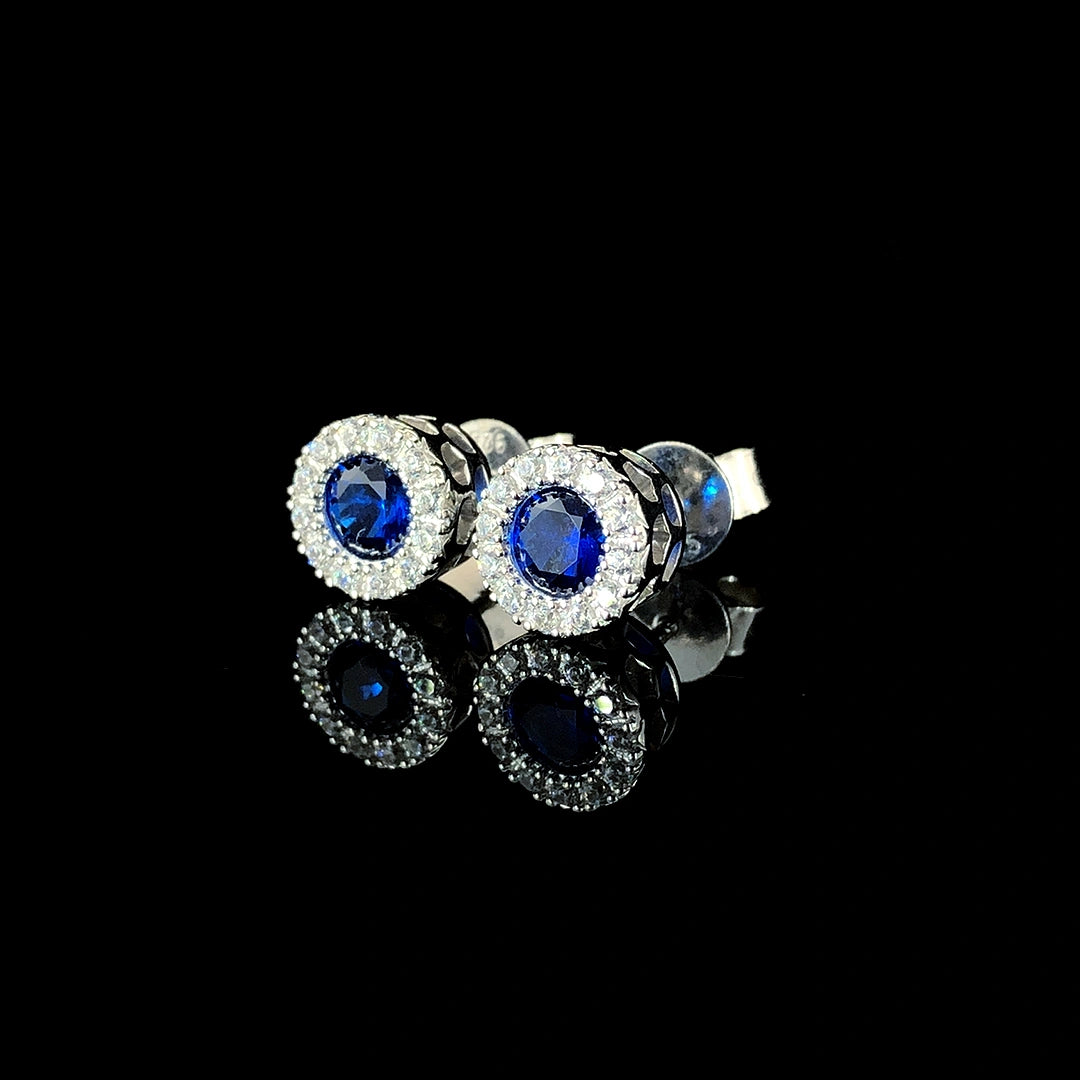 Sapphire Halo Stud Earrings