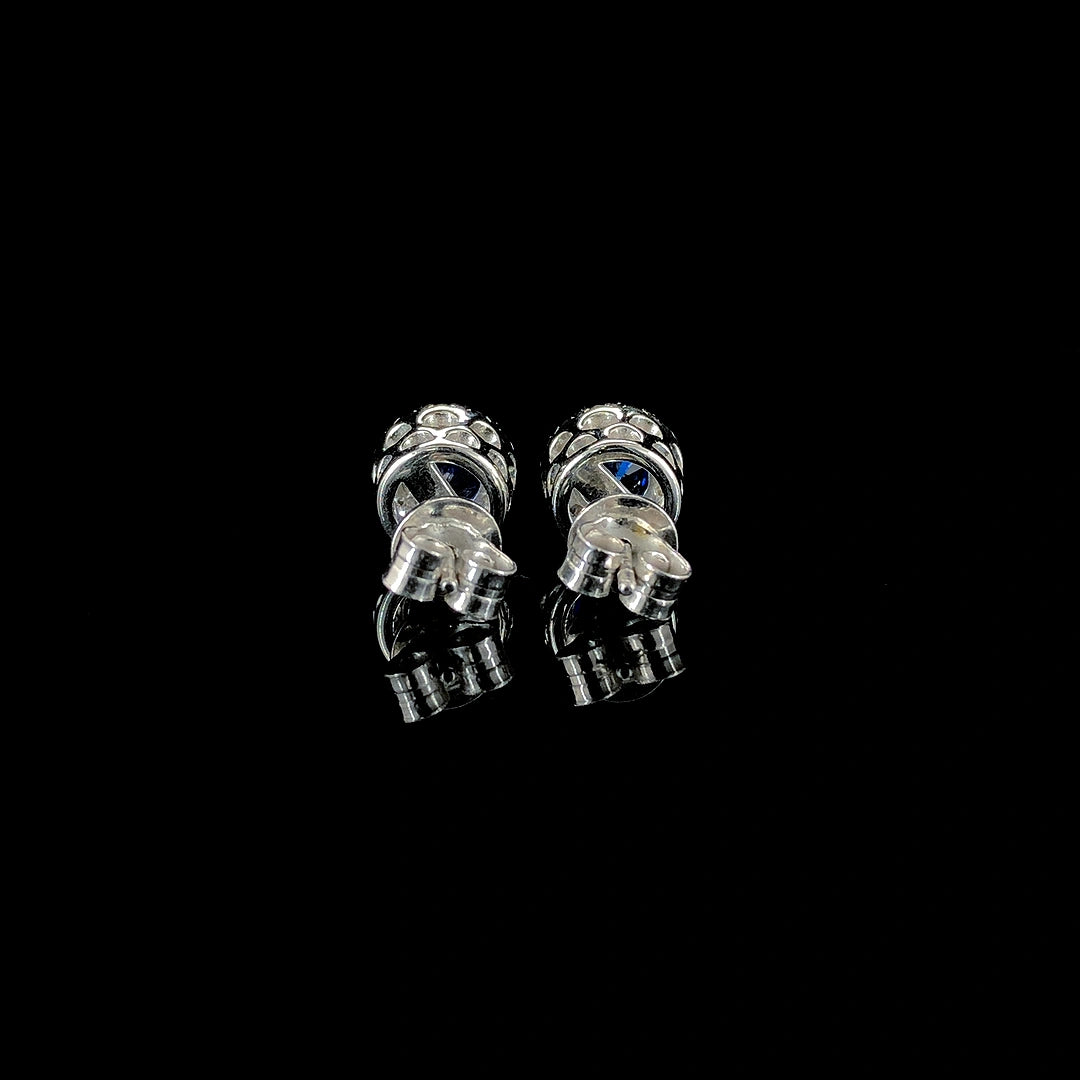 Sapphire Halo Stud Earrings