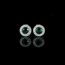 Emerald Halo Stud Earrings