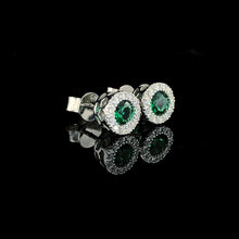 Emerald Halo Stud Earrings