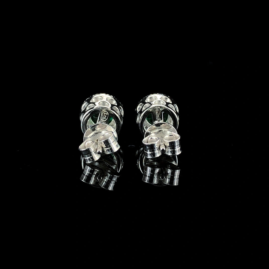 Emerald Halo Stud Earrings