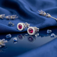 Ruby Halo Stud Earrings