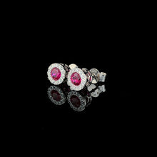 Ruby Halo Stud Earrings