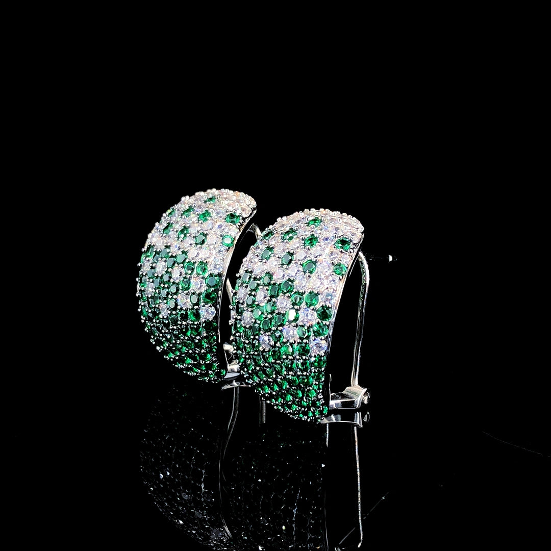 Emerald Gradient Pavé Dome Earring