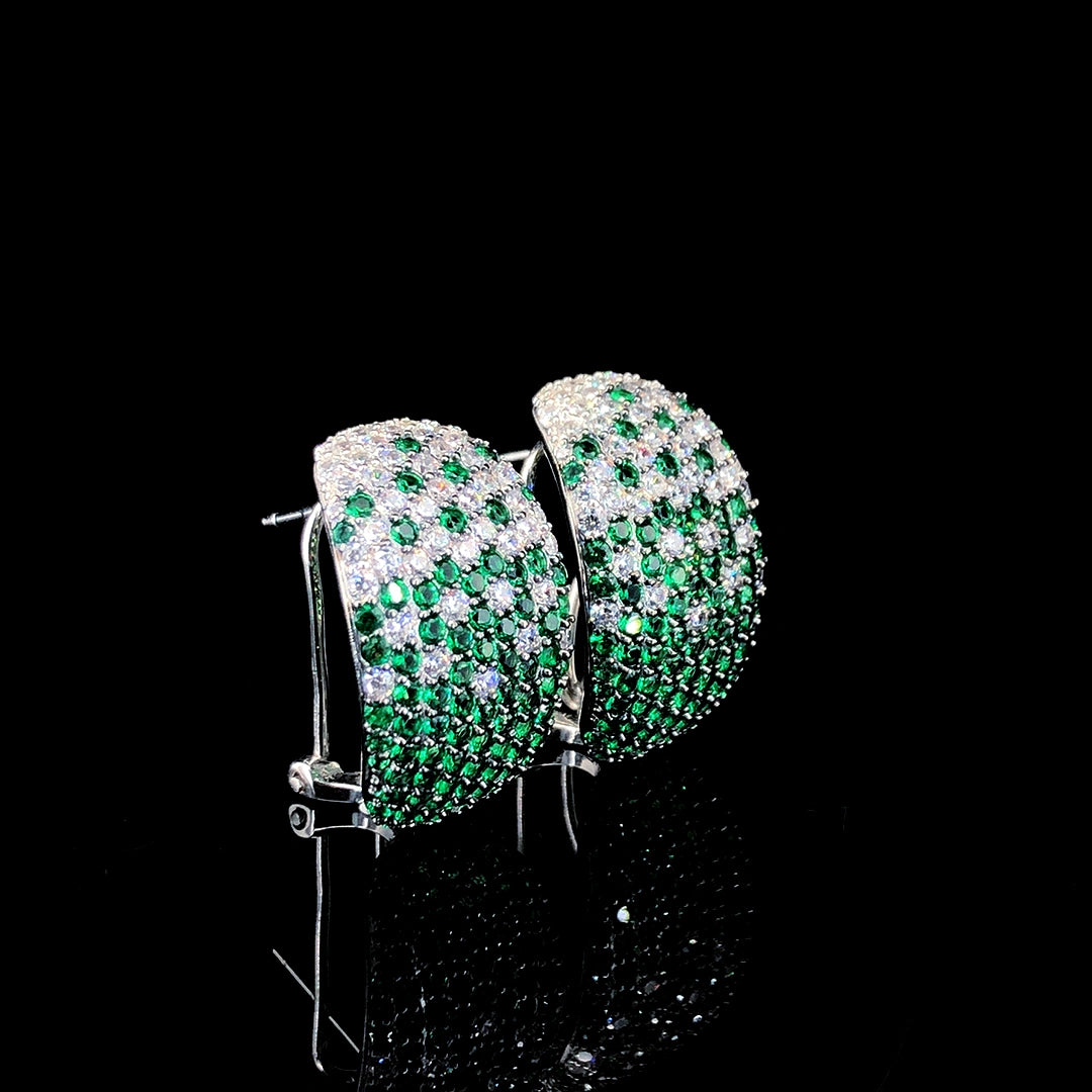 Emerald Gradient Pavé Dome Earring