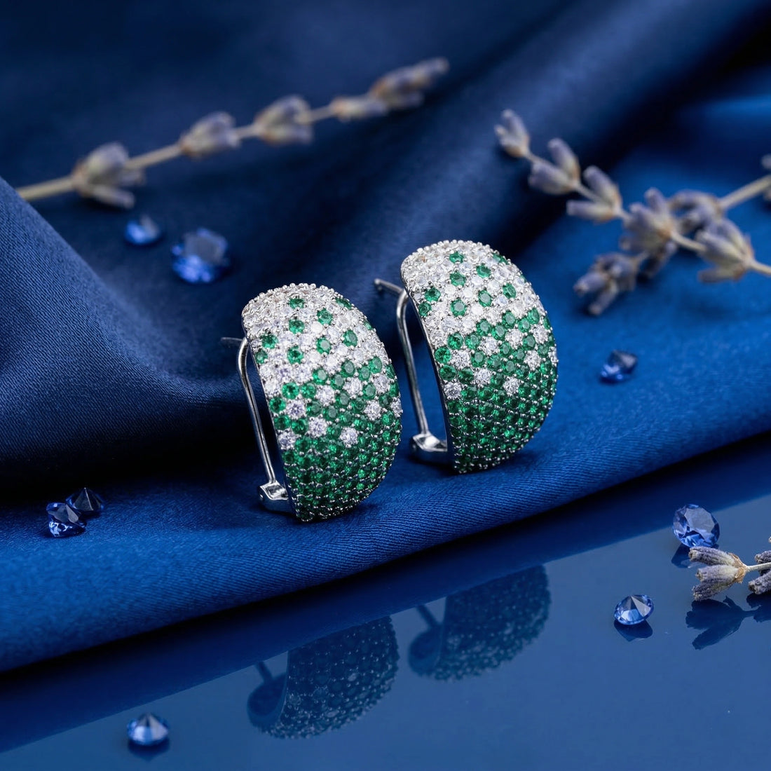 Emerald Gradient Pavé Dome Earring
