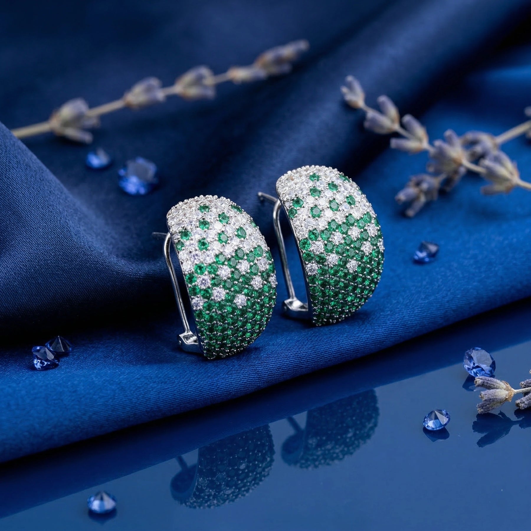 Emerald Gradient Pavé Dome Earring