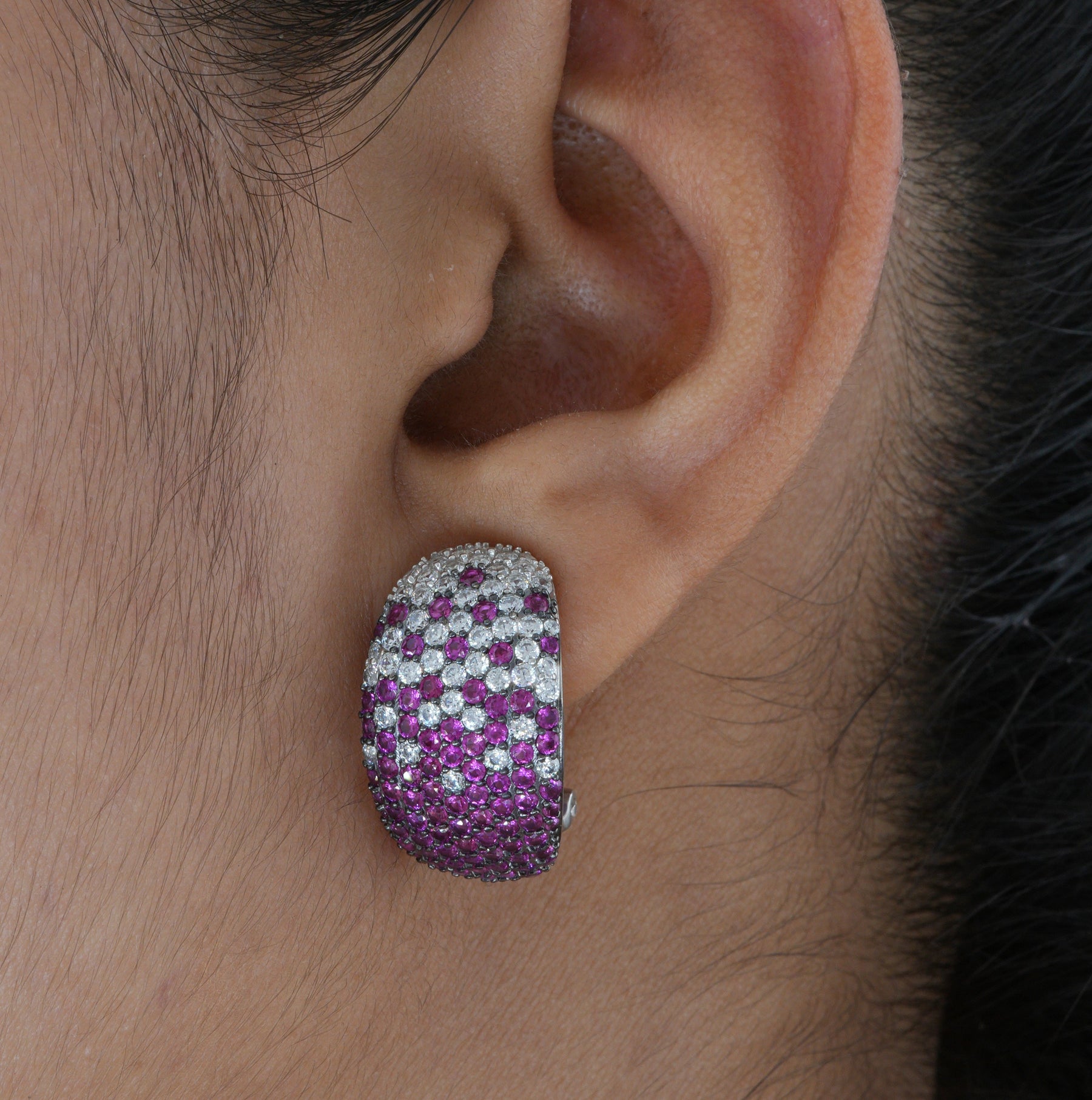 Ruby Gradient Pavé Dome Earring