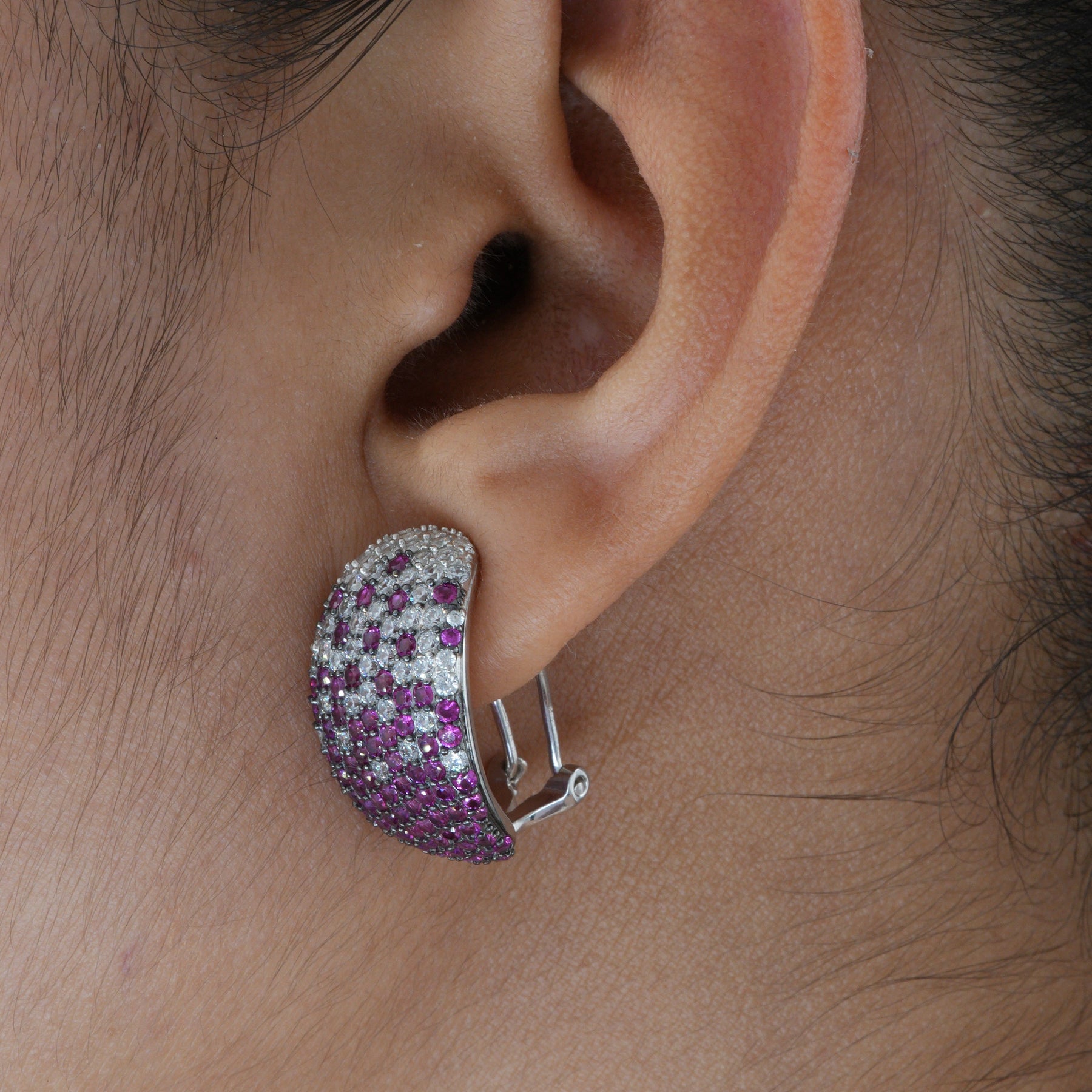 Ruby Gradient Pavé Dome Earring