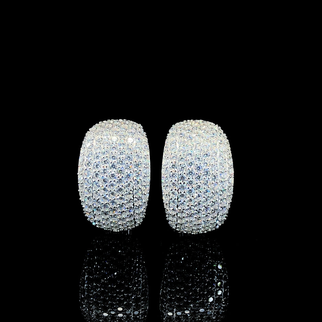 White Pavé Dome Earring