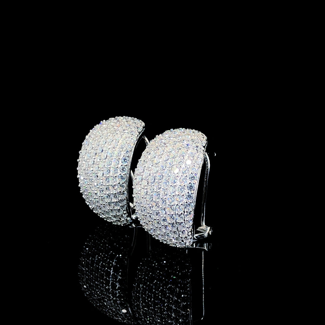 White Pavé Dome Earring