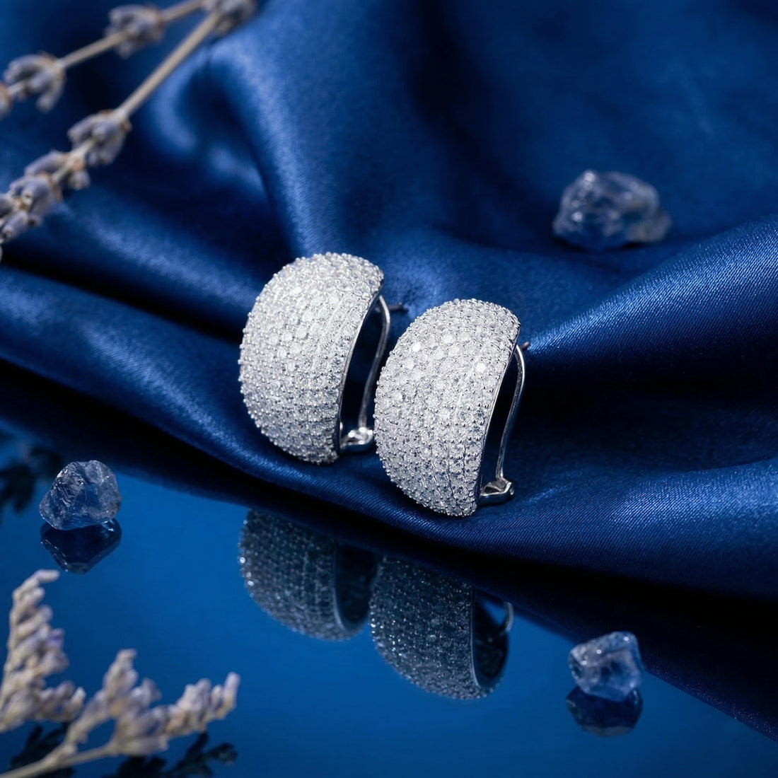 White Pavé Dome Earring