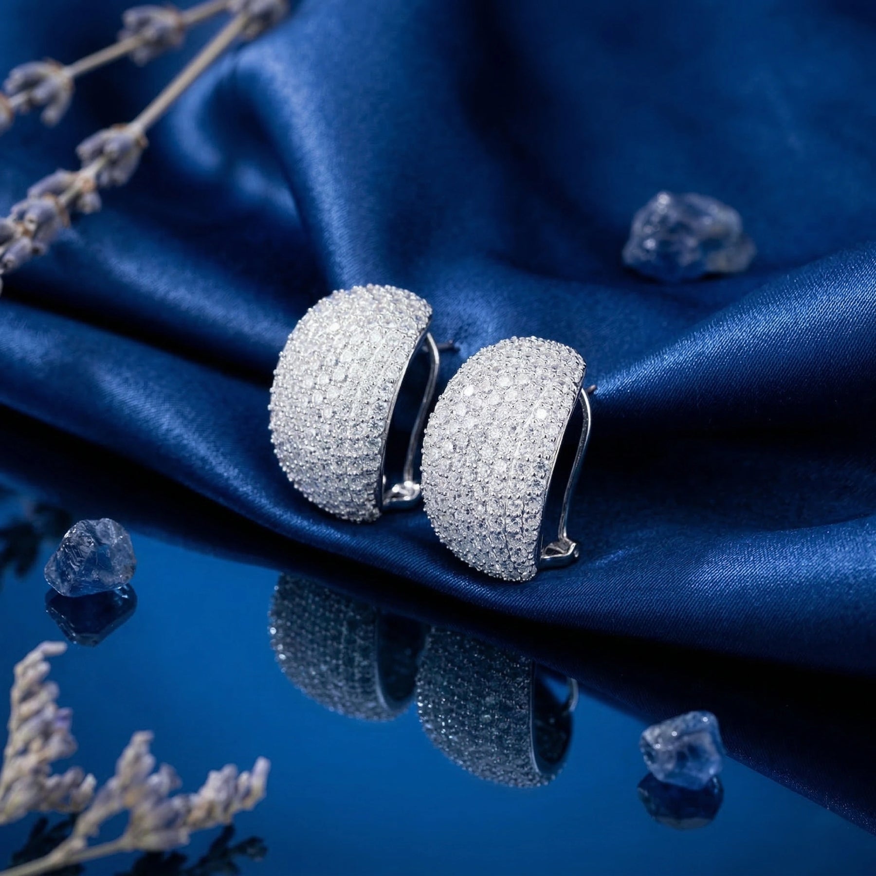 White Pavé Dome Earring
