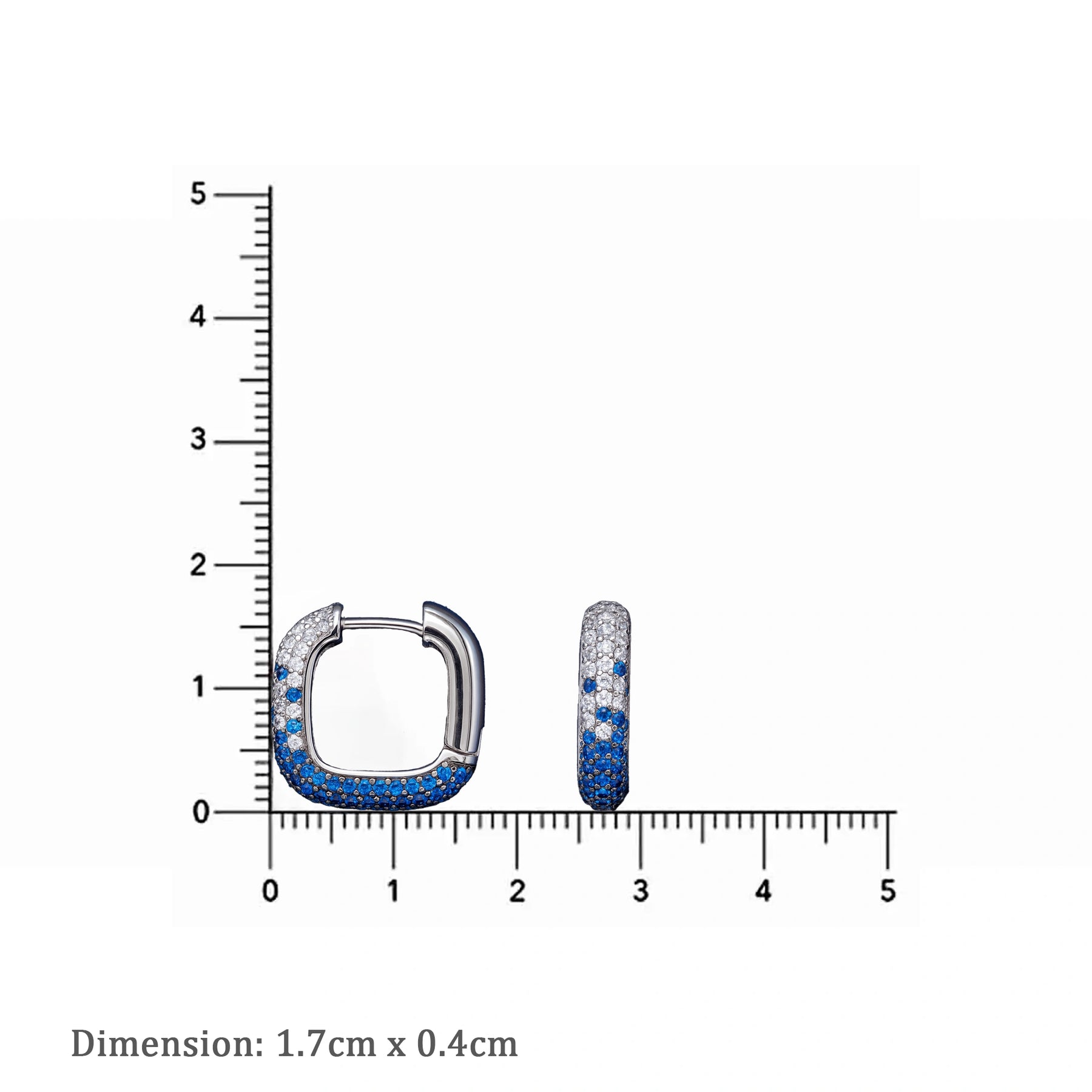 Sapphire Pavé Huggie Square Hoop Earrings