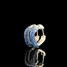 Sapphire Pavé Huggie Square Hoop Earrings