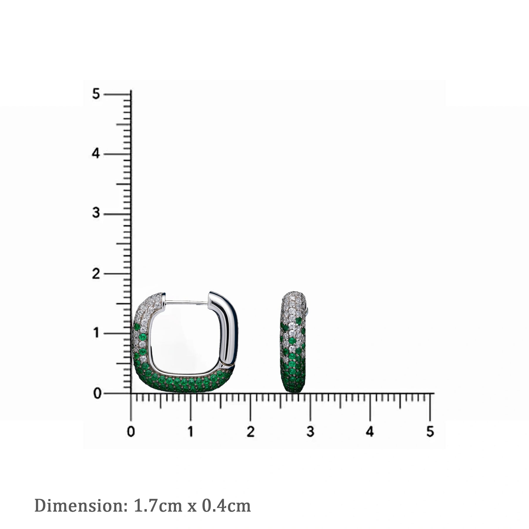 Emerald Pavé Huggie Square Hoop Earrings
