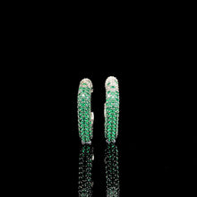 Emerald Pavé Huggie Square Hoop Earrings