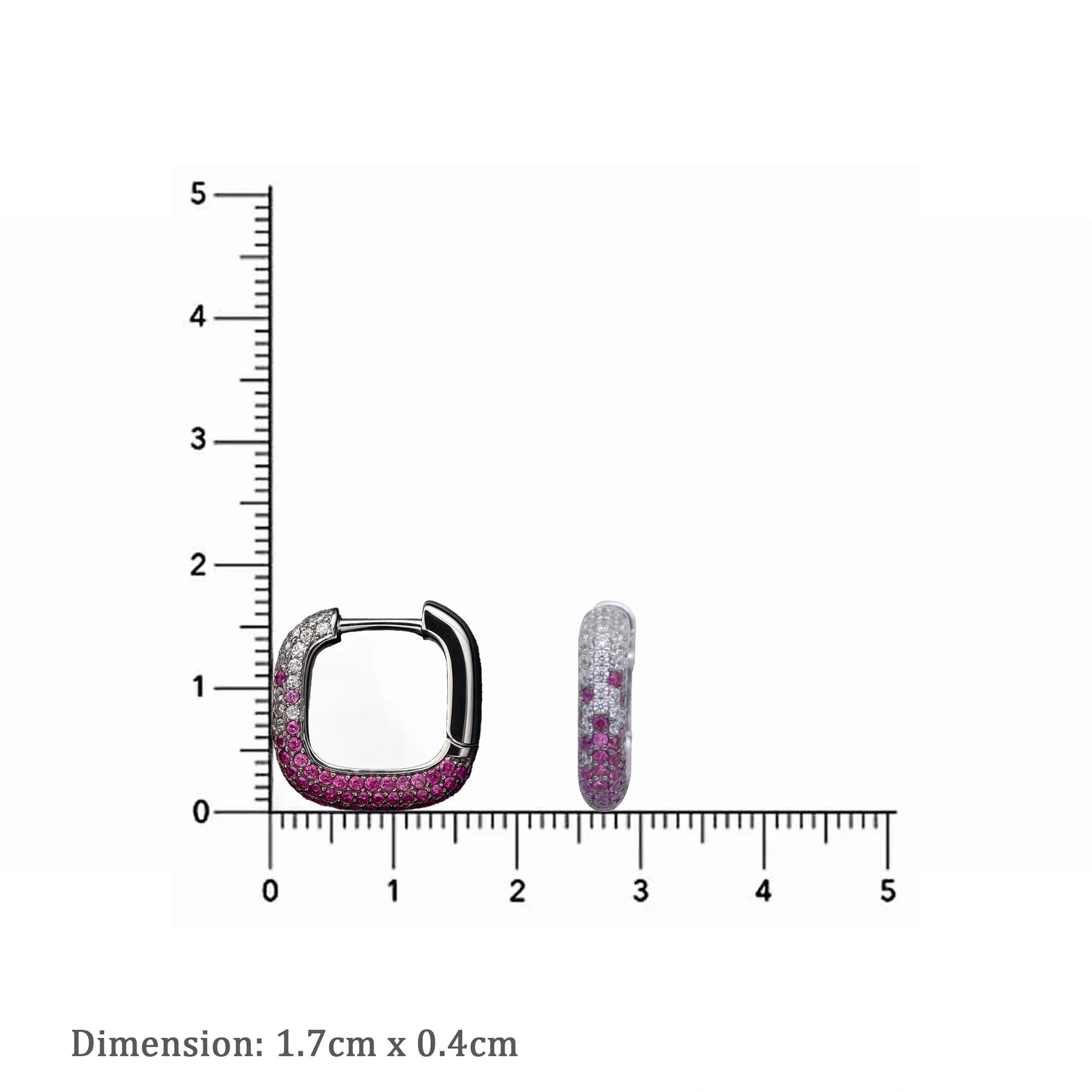 Ruby Pavé Huggie Square Hoop Earrings