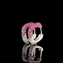 Ruby Pavé Huggie Square Hoop Earrings