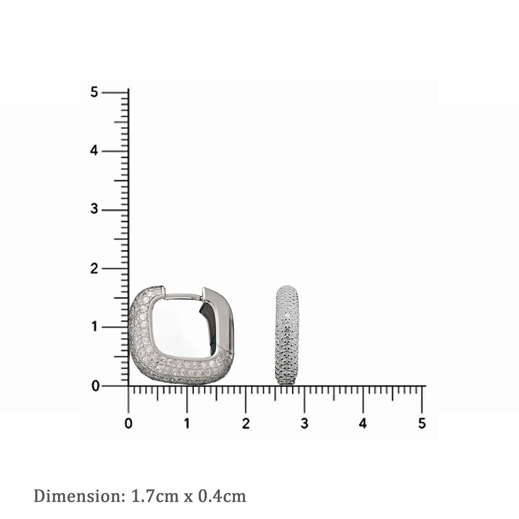 White Pavé Huggie Square Hoop Earrings
