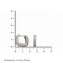 White Pavé Huggie Square Hoop Earrings