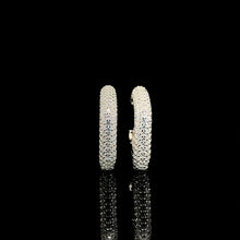 White Pavé Huggie Square Hoop Earrings