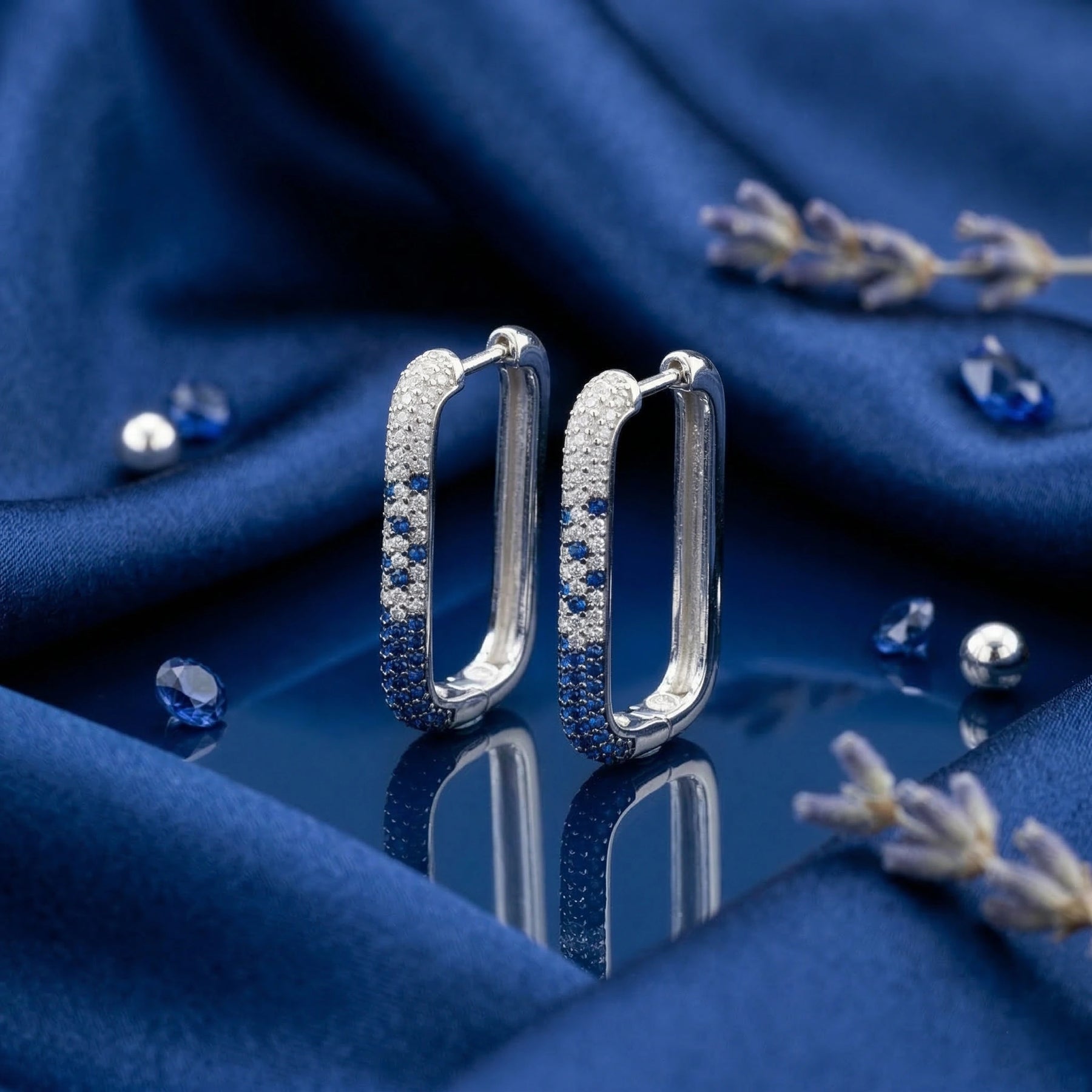 Sapphire Ombre Pavé Hoop Earrings
