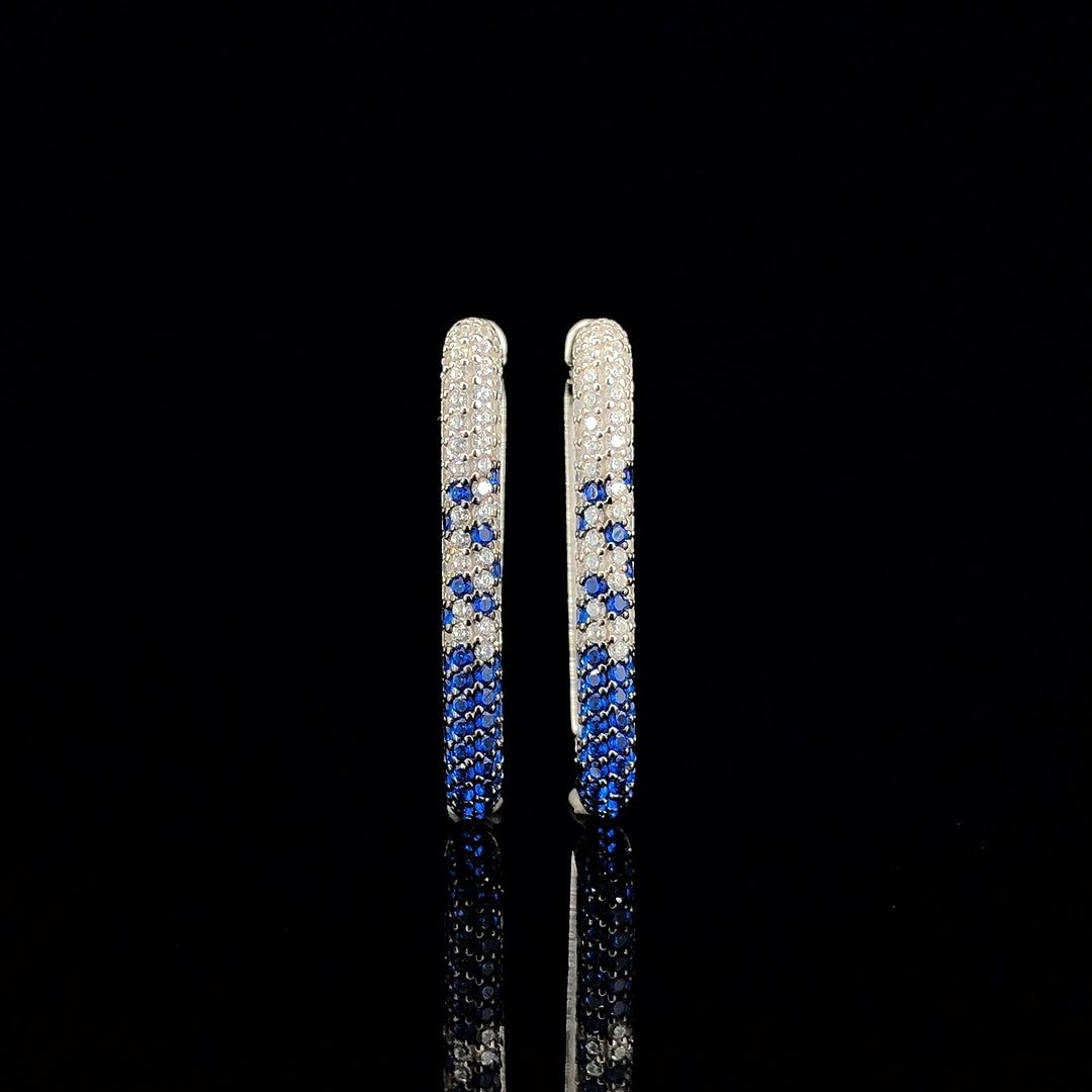 Sapphire Ombre Pavé Hoop Earrings
