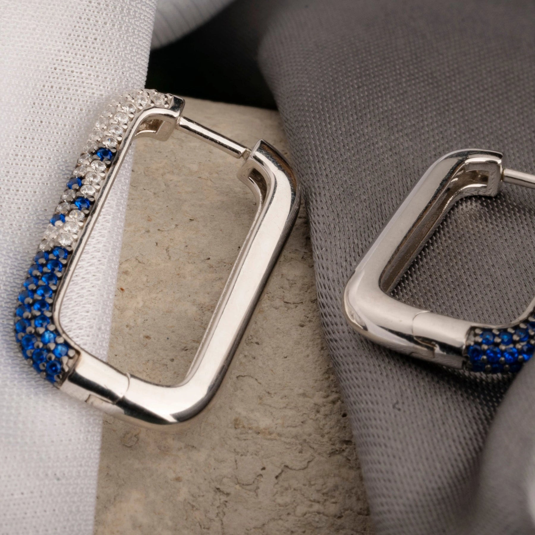 Sapphire Ombre Pavé Hoop Earrings