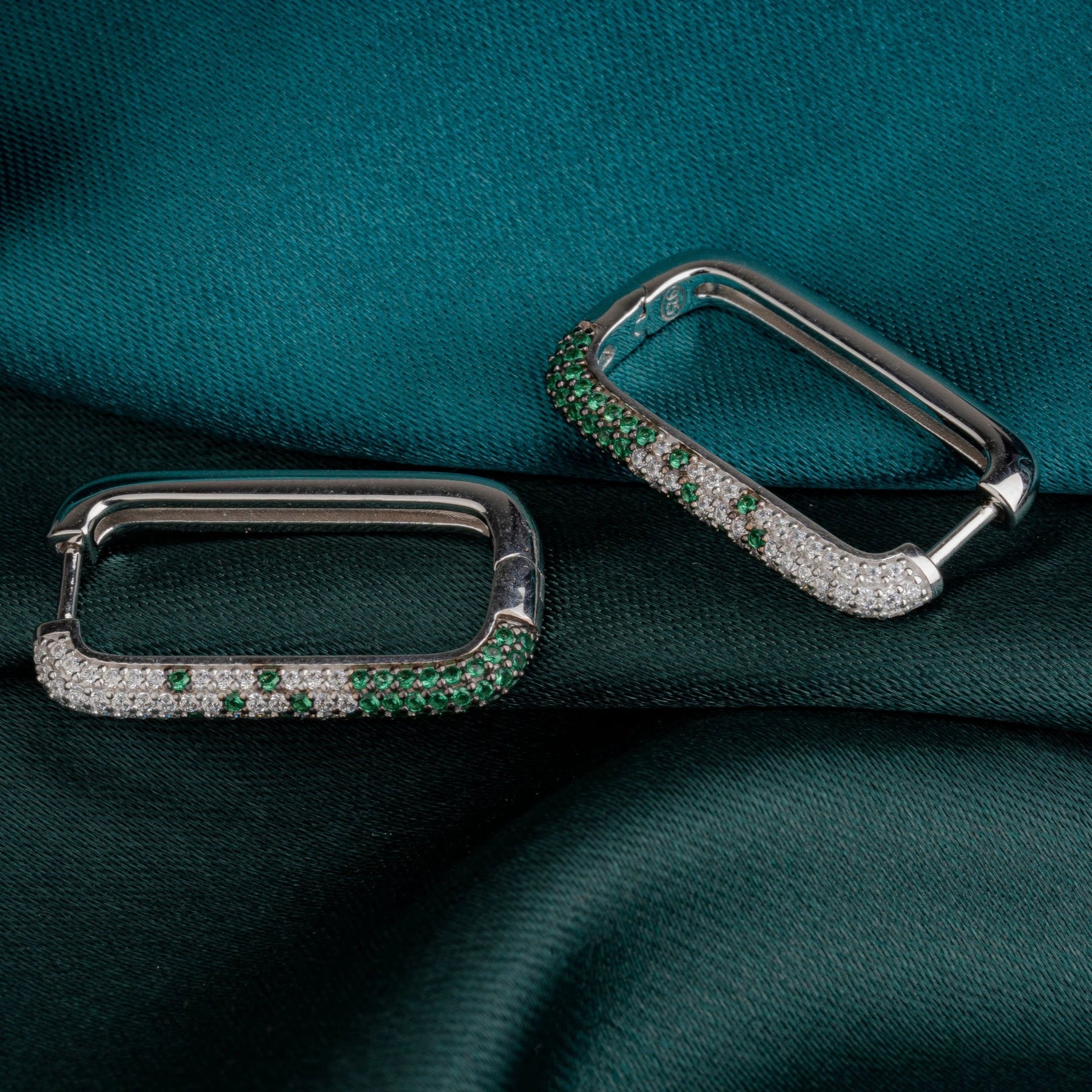 Emerald Ombre Pavé Hoop Earrings