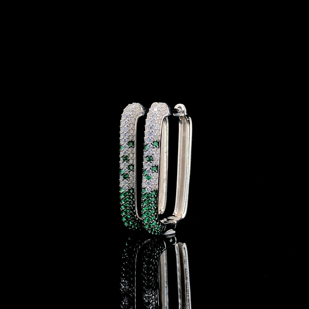 Emerald Ombre Pavé Hoop Earrings