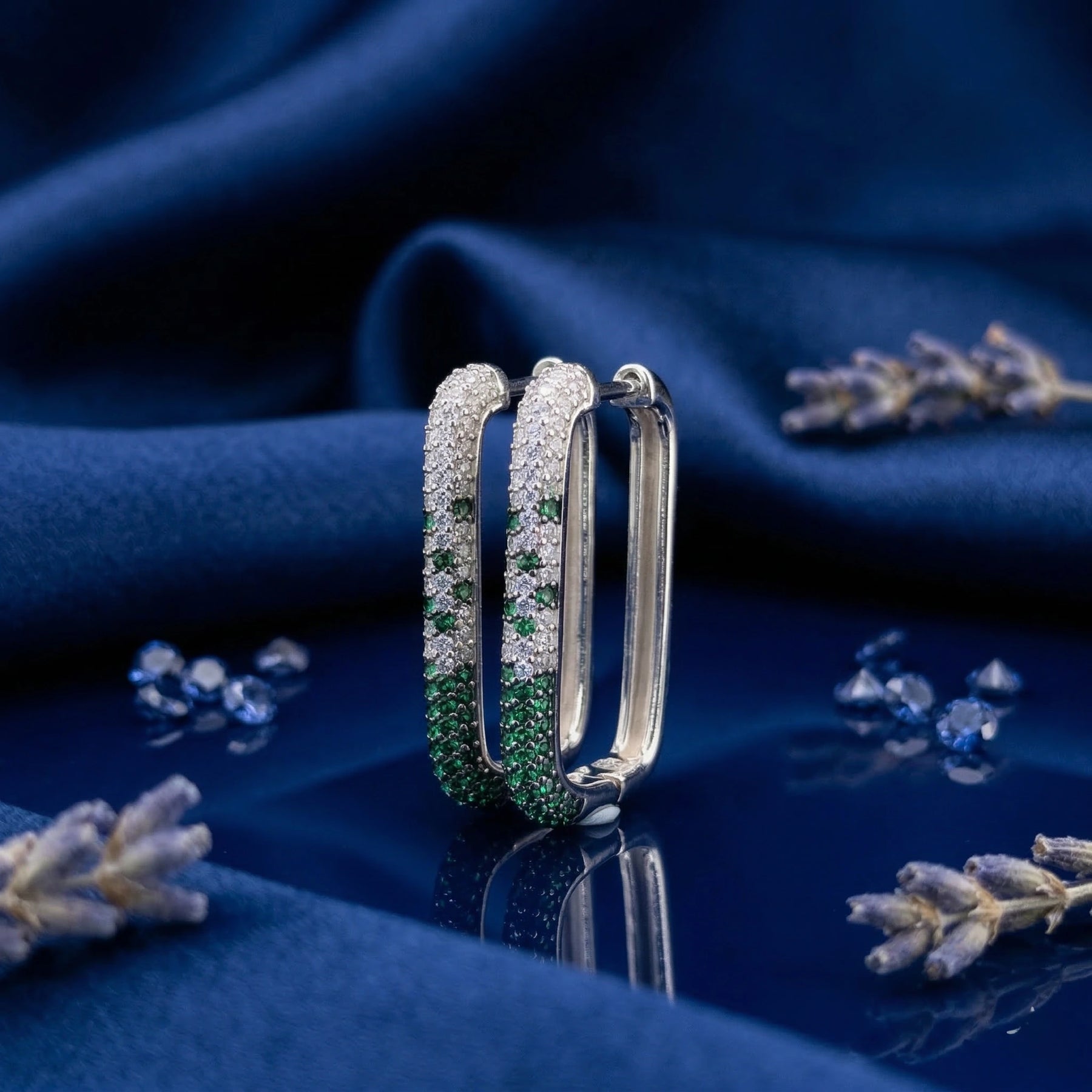 Emerald Ombre Pavé Hoop Earrings