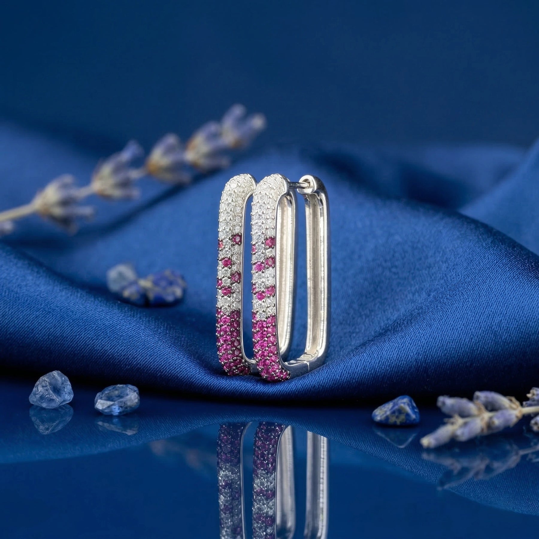 Ruby Ombre Pavé Hoop Earrings