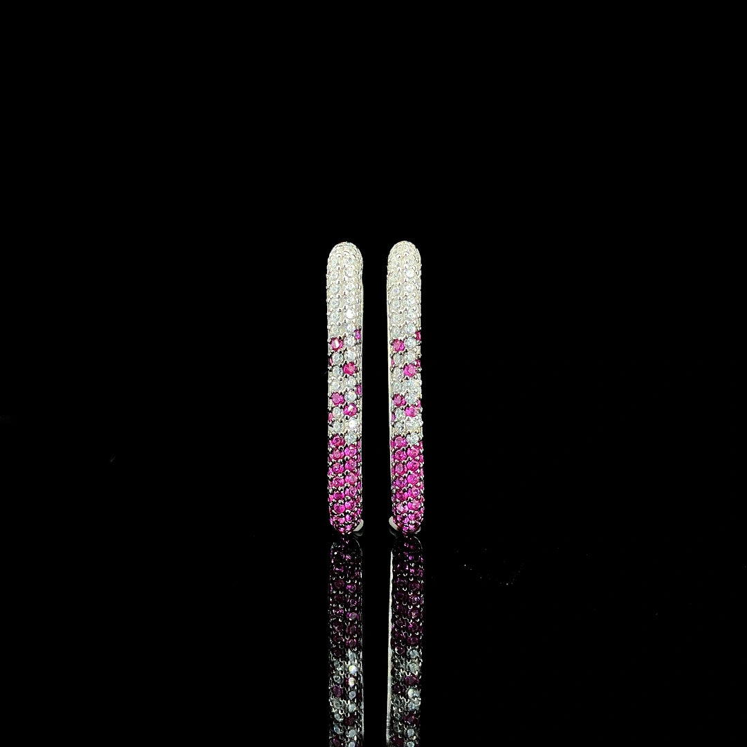 Ruby Ombre Pavé Hoop Earrings