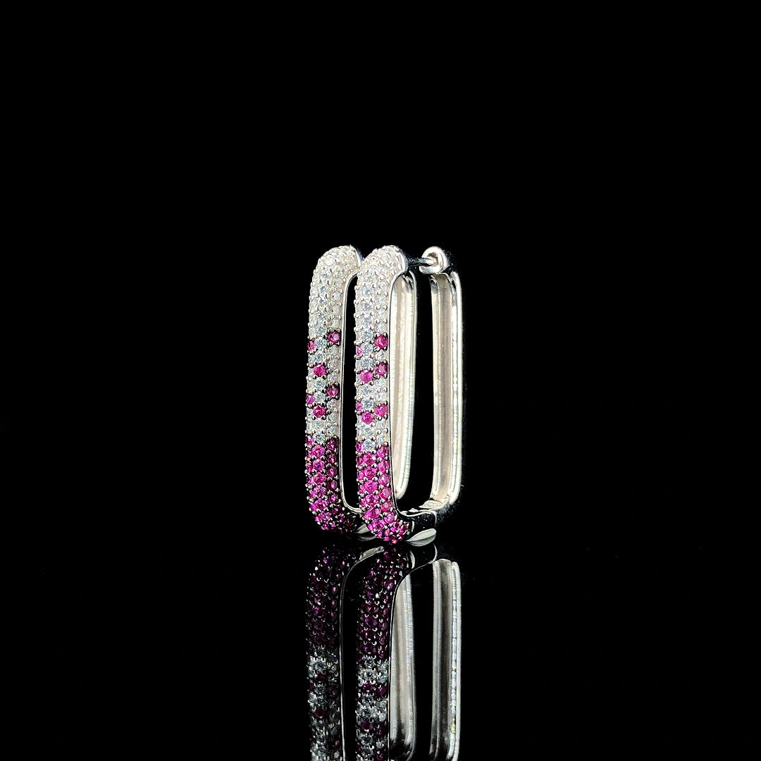 Ruby Ombre Pavé Hoop Earrings