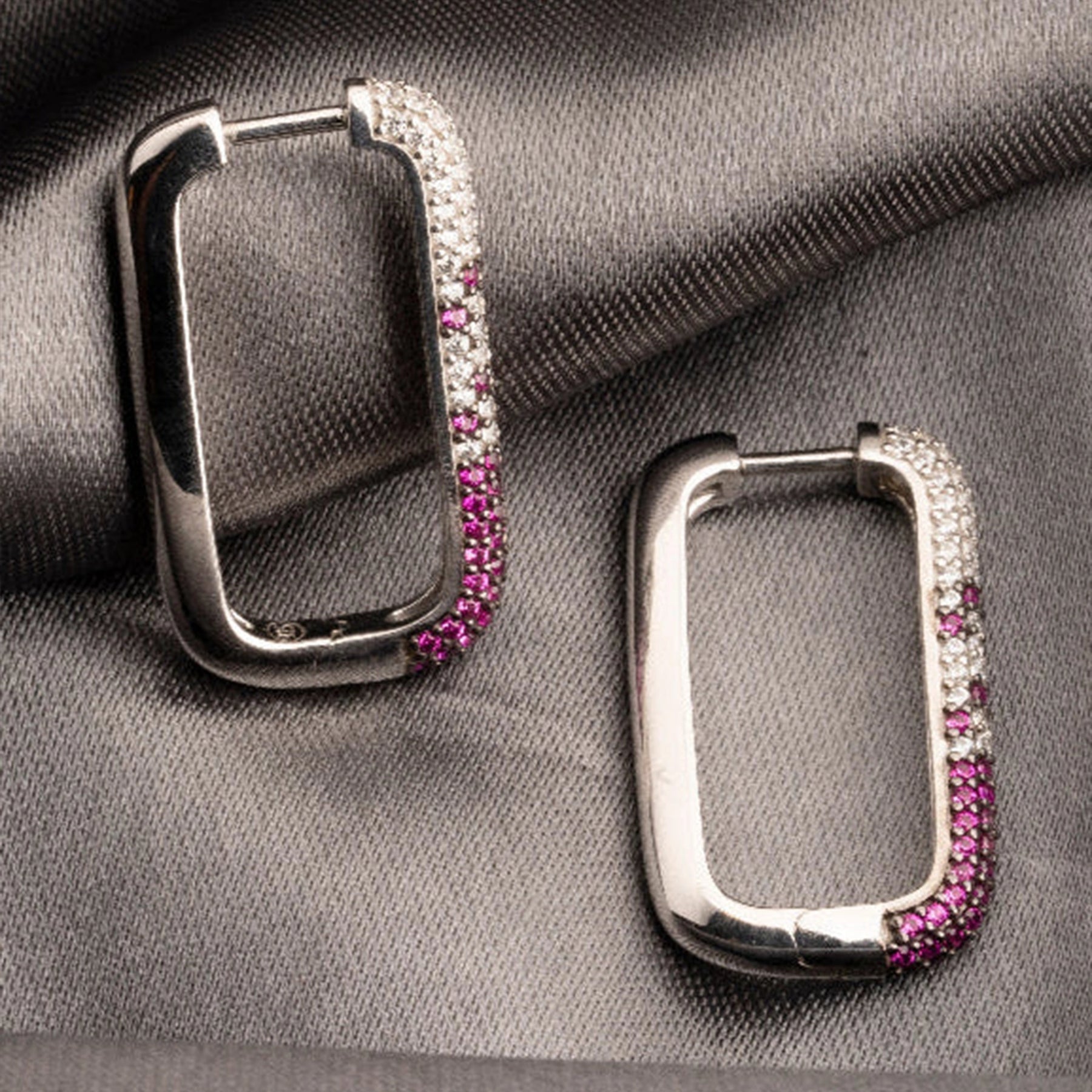 Ruby Ombre Pavé Hoop Earrings