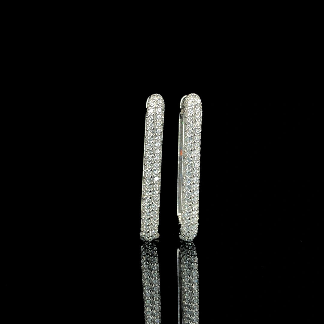 White Ombre Pavé Hoop Earrings