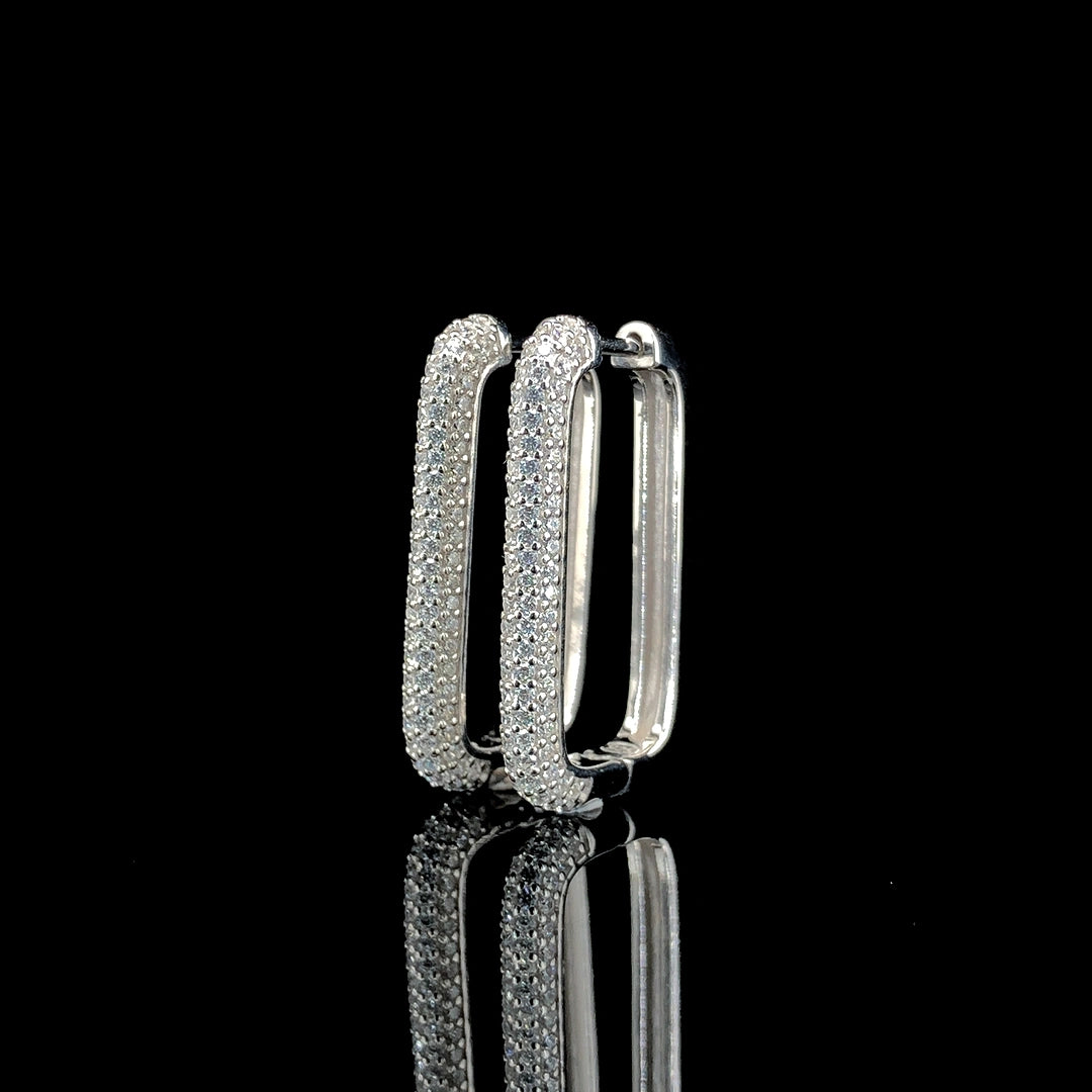White Ombre Pavé Hoop Earrings