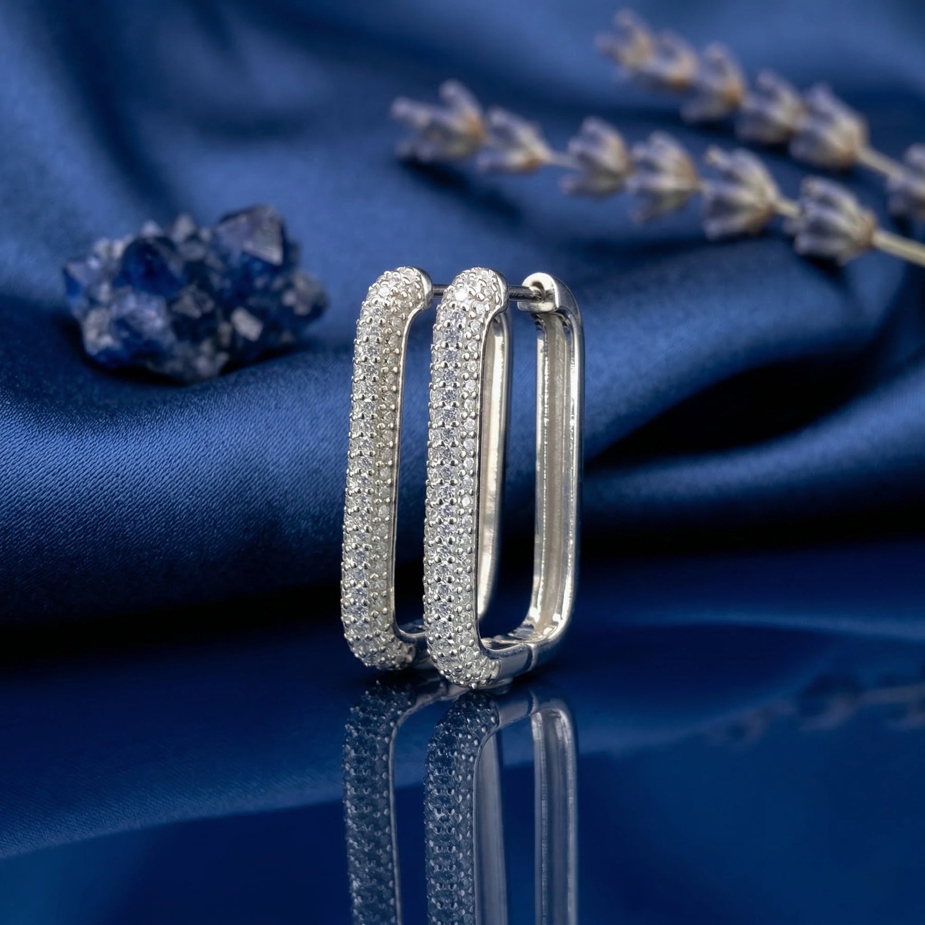 White Ombre Pavé Hoop Earrings
