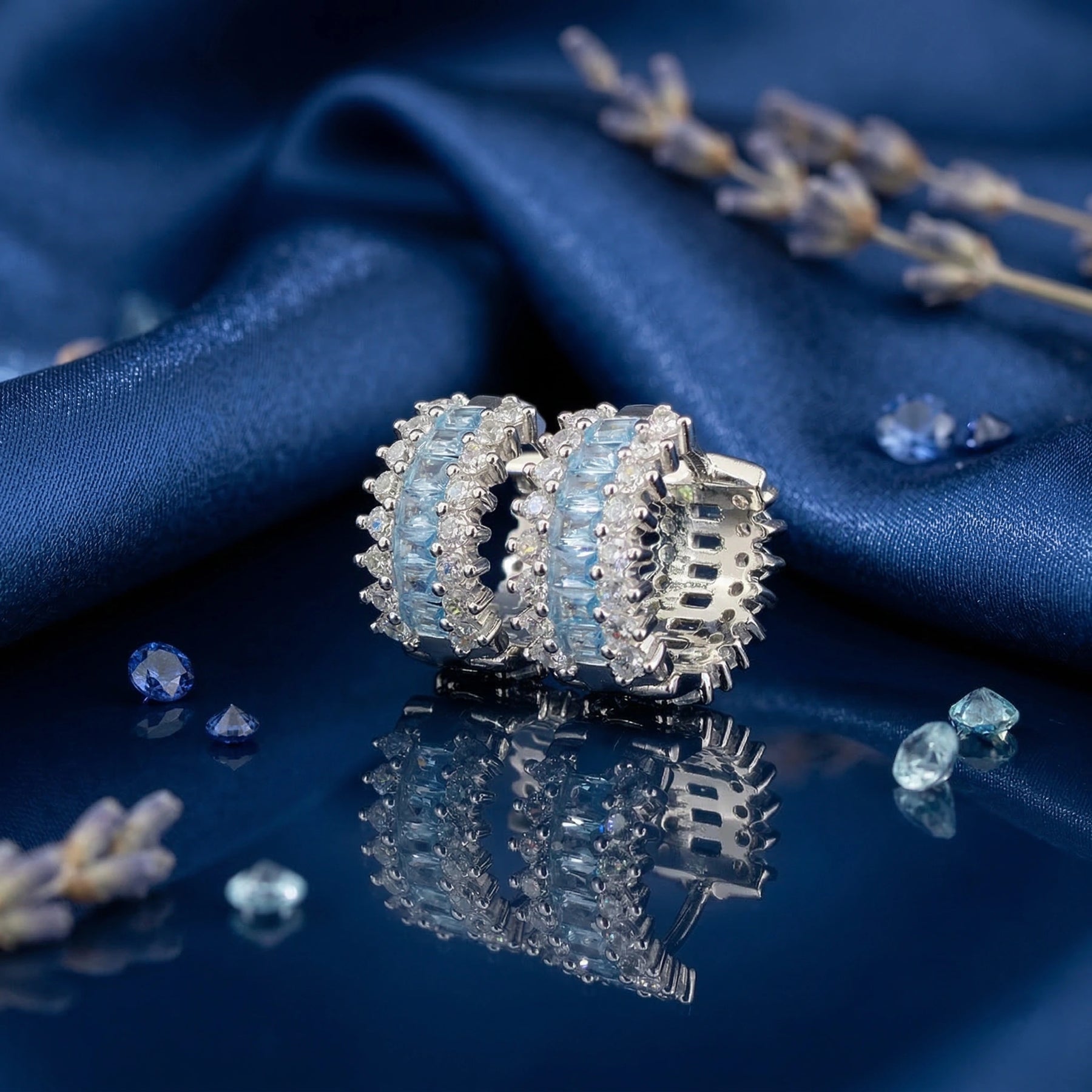 Aqua Huggie Hoop Earrings