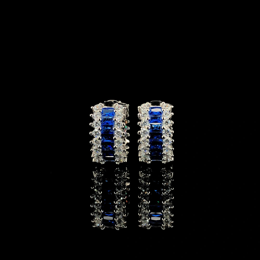 Blue Huggie Hoop Earrings