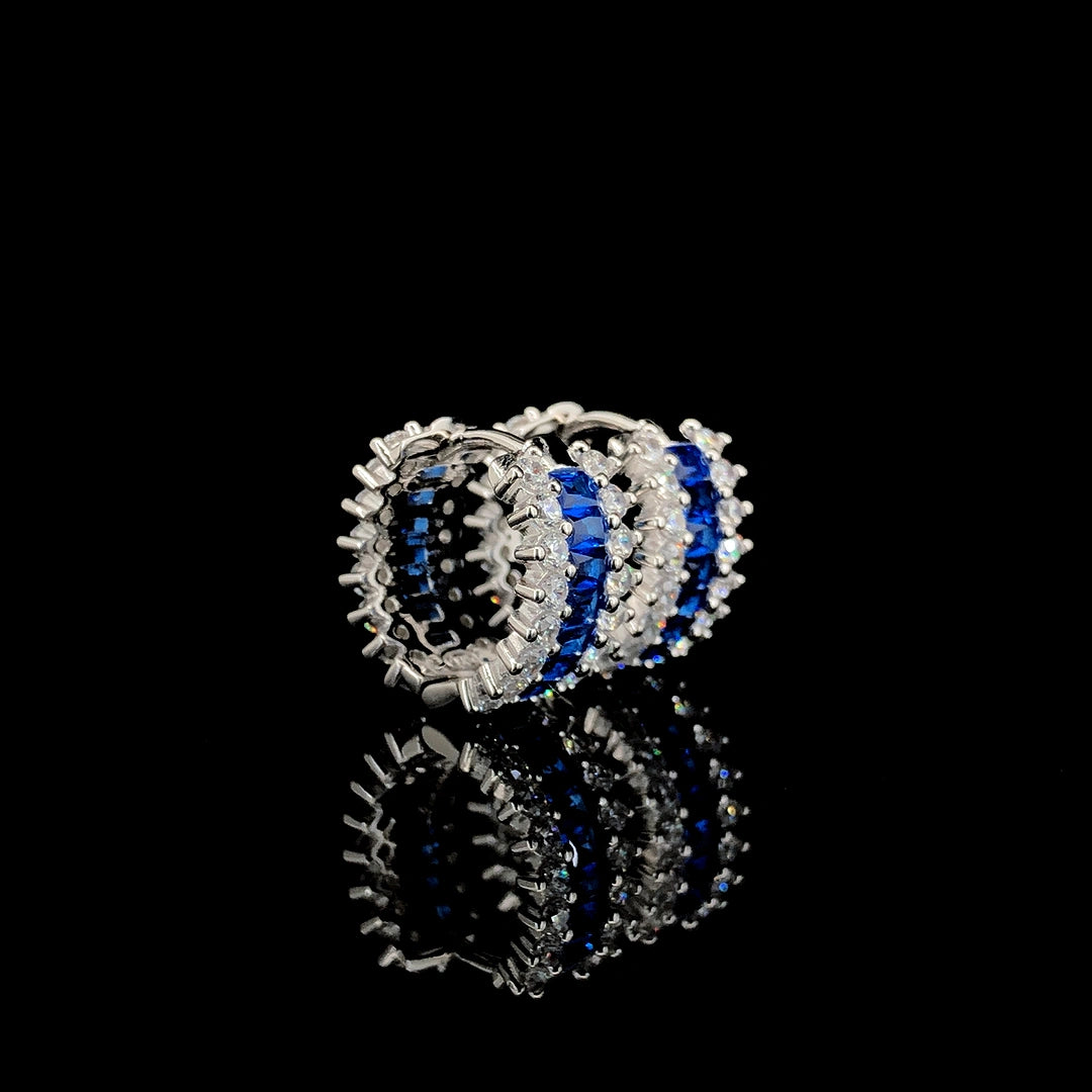 Blue Huggie Hoop Earrings