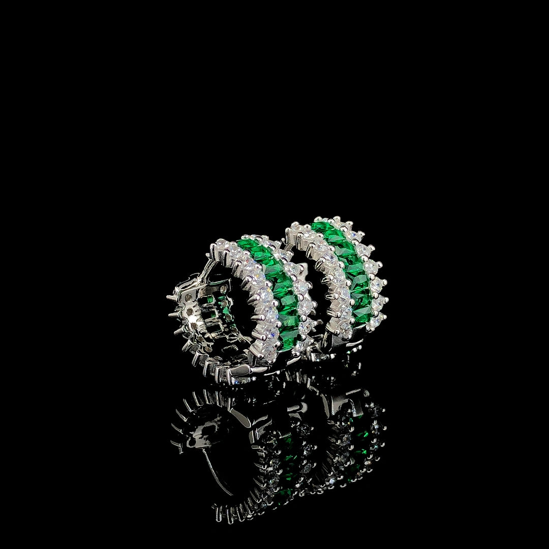 Emerald Huggie Hoop Earrings